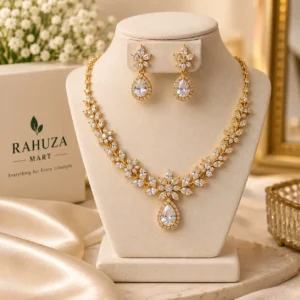Elegant Gold-Tone Necklace & Earrings Set