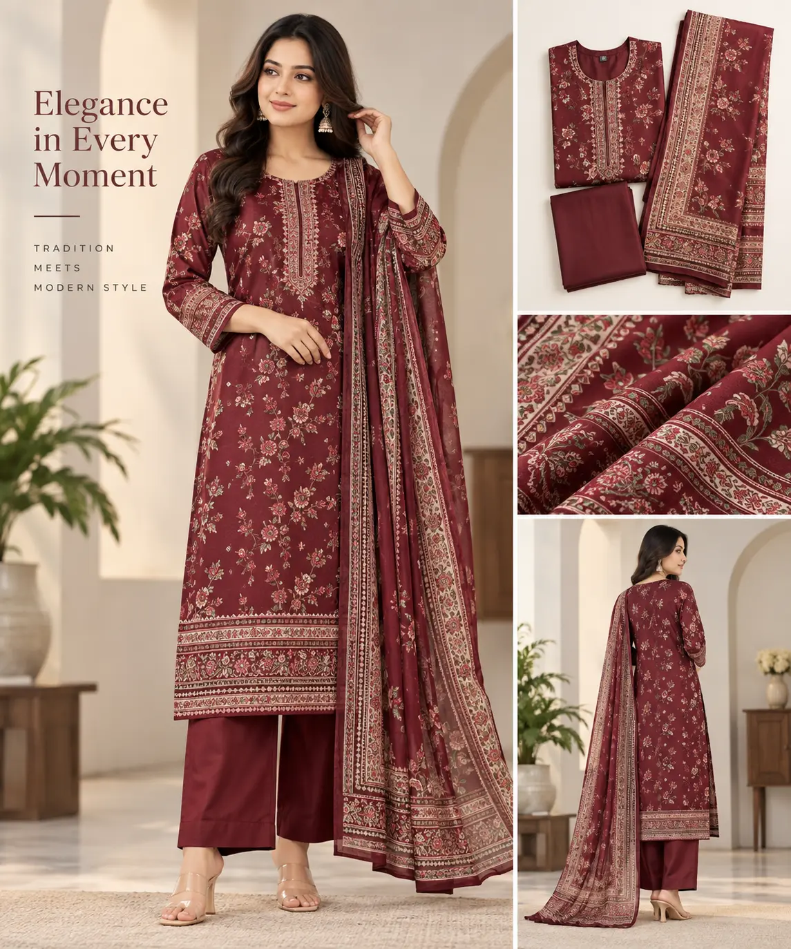 Women’s Elegant Printed Three Piece Set