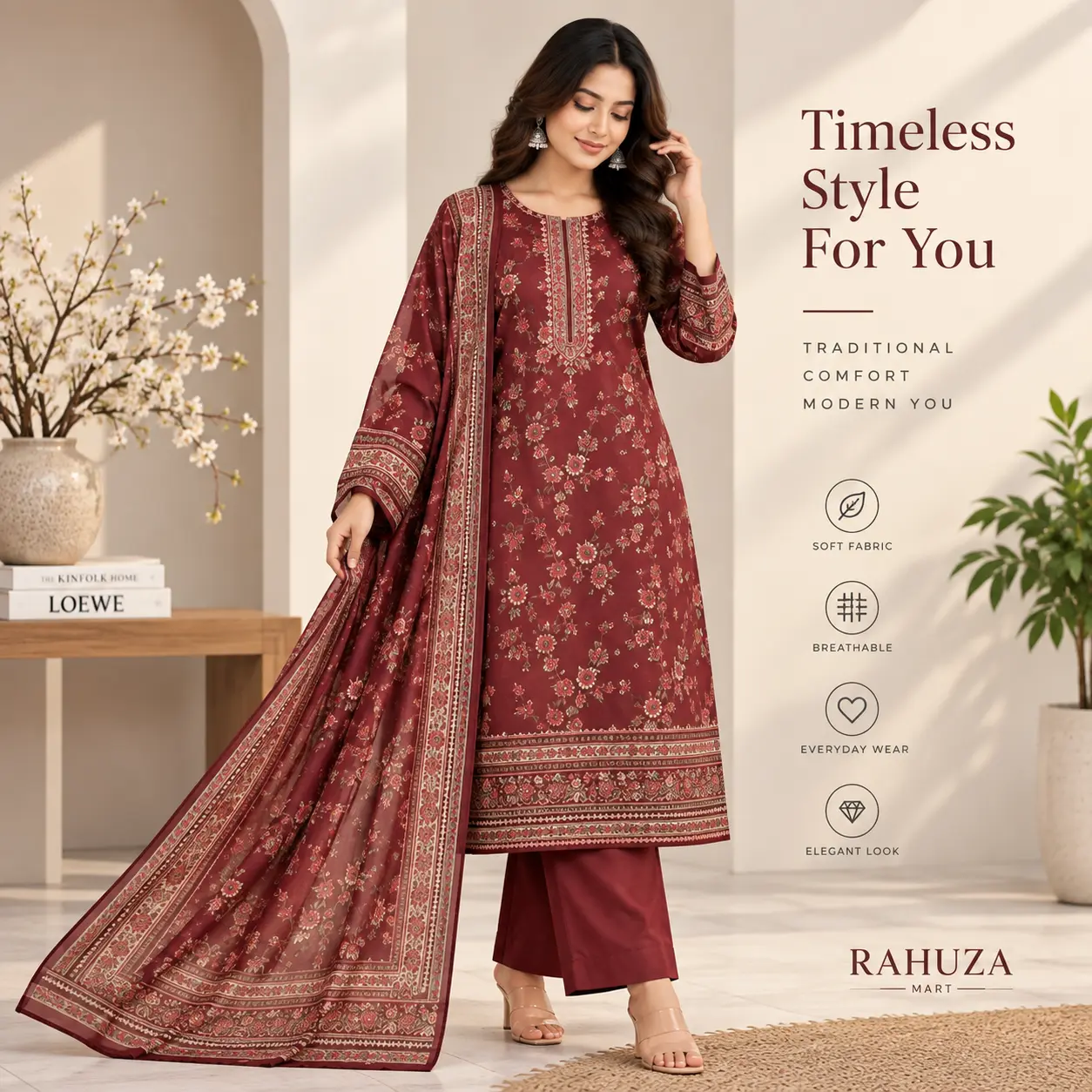 Women’s Elegant Printed Three Piece Set